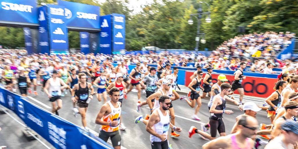 Temps moyens d’arrivée du marathon par âge, sexe et événement